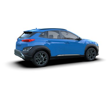 mavi SUV - modern şehir konsepti - 3 boyutlu illüstrasyon