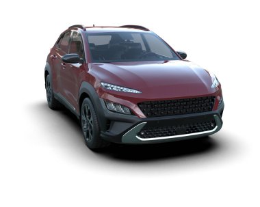 Gri bir arka planda modern kompakt araba izole edildi. 3d oluşturma