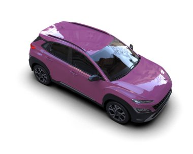 Mor çatılı modern bir cip. 3d illüstrasyon