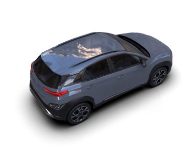 Modern siyah aile arabası - beyaz arka planda izole edilmiş