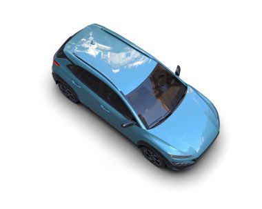 Beyaz arkaplanı olan mavi araba