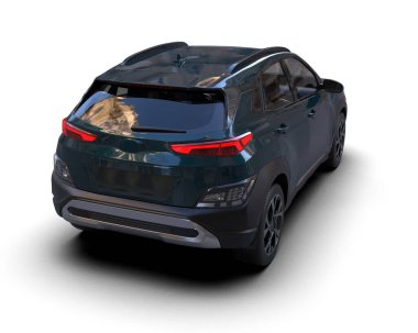 Modern araba arka planda izole edilmiş. 3D görüntüleme - illüstrasyon