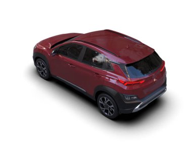 Gri arka planda kırmızı araba