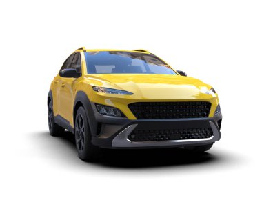 Sarı modern spor araba, arka planda izole edilmiş.