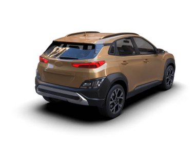 Kahverengi SUV arabası beyaz arka planda