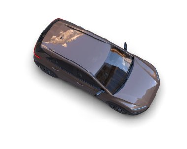 Beyaz arka planda modern bir araba. 3d oluşturma