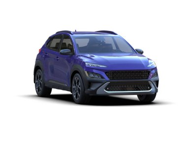 Beyaz stüdyo ortamında izole edilmiş 3 boyutlu markasız bir SUV.