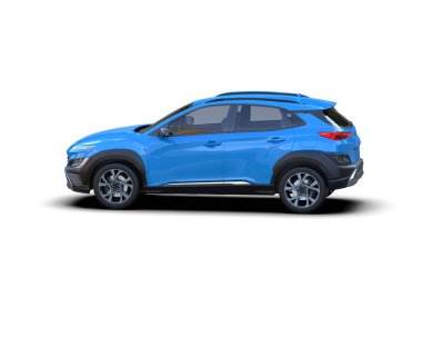 Beyaz arkaplanda mavi araba