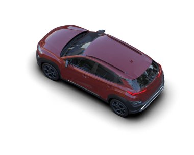 kırmızı araba beyaz arkaplanda izole edildi