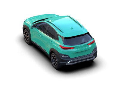 Yeşil bir SUV 'un 3 boyutlu görüntüsü.