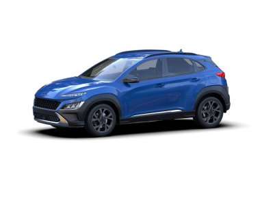 modern kompakt araba - araba, mavi araba, 3 boyutlu çizim