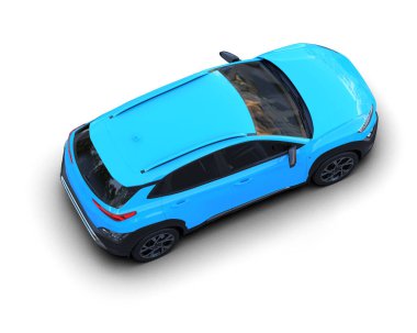 beyaz arkaplanda modern mavi araba