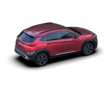 kırmızı modern araba beyaz arkaplanda izole edilmiş..