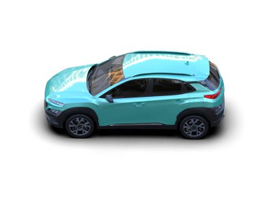 Modern mavi arazi aracı beyaz arka planda izole edilmiş. 3D görüntüleme - illüstrasyon