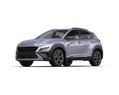 Beyaz arka planda modern SUV. 3D görüntüleme. Ben...