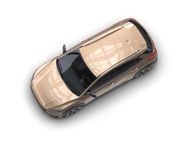 gölgeli beyaz arka planda modern araba - 3 boyutlu illüstrasyon