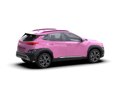 Beyaz stüdyo arka planında 3 boyutlu pembe cip.