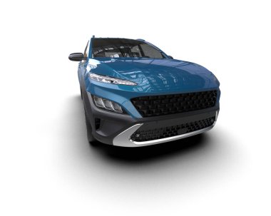 Modern araba arka planda izole edilmiş. 3D görüntüleme - illüstrasyon