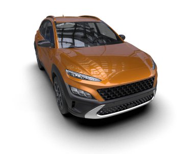 turuncu modern spor araba - ön manzara - 3 boyutlu görüntüleme
