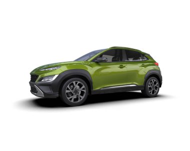 yeşil lüks modern SUV beyaz arka planda izole