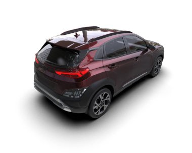 Siyah arka planda siyah SUV, 3D görüntüleme.