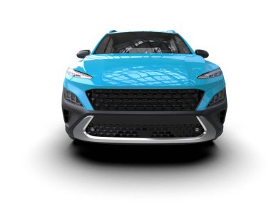 mavi modern araba - kentsel konsept 3 d illüstrasyon