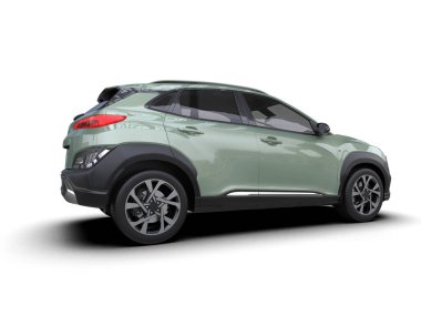 Modern araba arka planda izole edilmiş. 3D görüntüleme - illüstrasyon