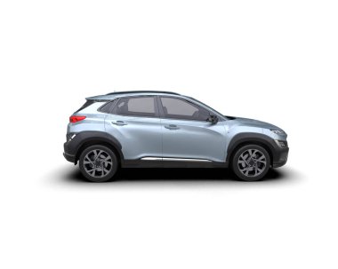 Bir markanın 3 boyutlu görüntülemesi - daha az genel SUV arabası beyaz arkaplanda izole edildi