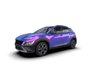 Modern araba arka planda izole edilmiş. 3D görüntüleme - illüstrasyon