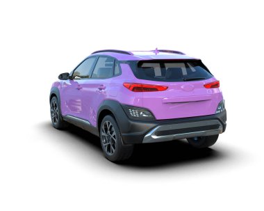 Beyaz arka planı olan modern pembe bir cip. 3d oluşturma