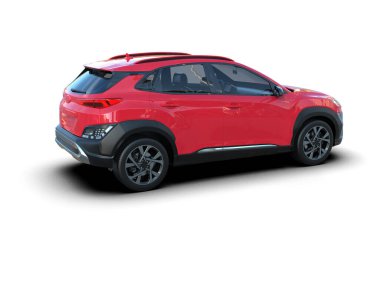 modern araba kırpma yolu ile beyaz arka planda izole edildi. 3d oluşturma