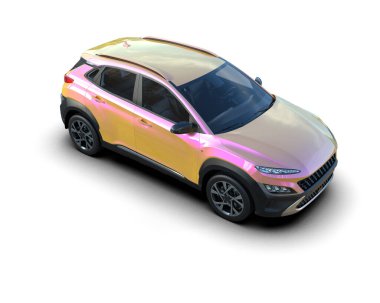 Modern araba arka planda izole edilmiş. 3D görüntüleme - illüstrasyon