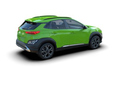 Beyaz arka planda izole edilmiş yeşil spor araba. 3d oluşturma