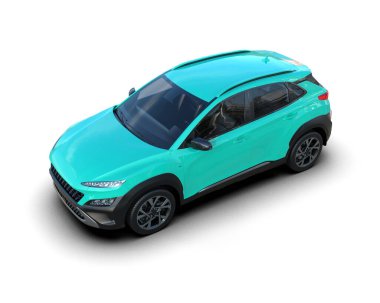 Beyaz arka planda modern bir araba. 3d oluşturma