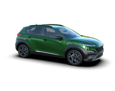 yeşil SUv beyaz arkaplanda izole edildi. 3 d illüstrasyon - 3 boyutlu görüntüleme