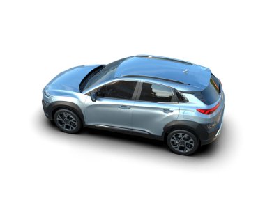 beyaz arkaplanda modern kompakt SUv.