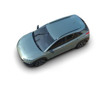 Beyaz arka planda modern şehir arabası. 3d oluşturma