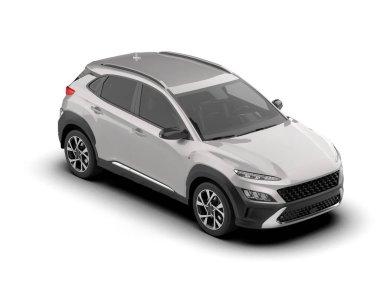 Beyaz arka planda izole edilmiş beyaz spor araba. 3d oluşturma.