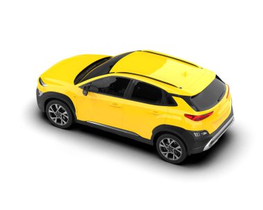 Beyaz arka planda modern şehir arabası. Modern arabalı yeni araba konsepti. 3d oluşturma