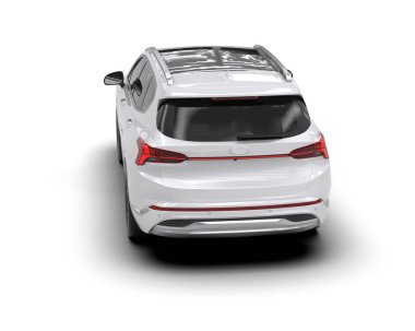 beyaz SUV otomobili 3 boyutlu görüntüleme