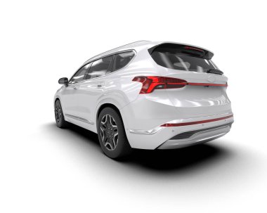 Beyaz arka planda modern bir araba. 3 Boyutlu Hazırlama