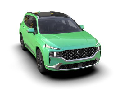 Siyah arka planda yeşil bir araba. 3d oluşturma.