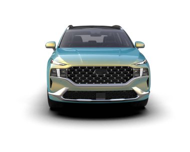 3D rendelenmiş mavi araba markası - beyaz üzerinde gölgesi olmayan daha az genel SUV