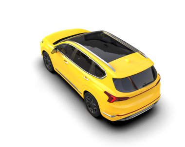 Modern araba arka planda izole edilmiş. 3D görüntüleme - illüstrasyon