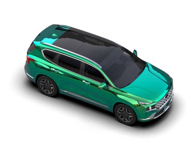 Boş alanı olan yeşil, modern şehir cipi. Çalışmalarınız için tasarladığınız