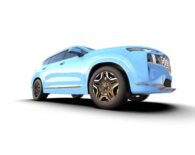 Mavi araba siyah arka planda izole edilmiş. güzel gölge.