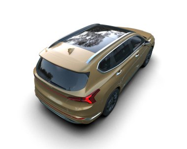 Arka planda lüks bir araba var. 3D görüntüleme - illüstrasyon