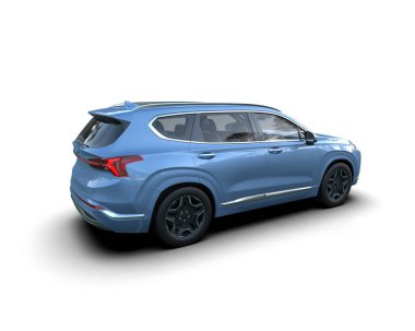 mavi SUv beyaz bir arkaplanda izole edildi.