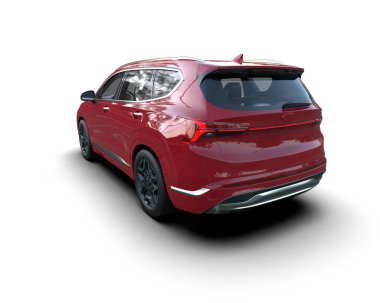 Modern araba arka planda izole edilmiş. 3D görüntüleme - illüstrasyon