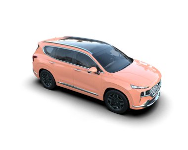 Beyaz arka planda modern bir araba. 3d oluşturma